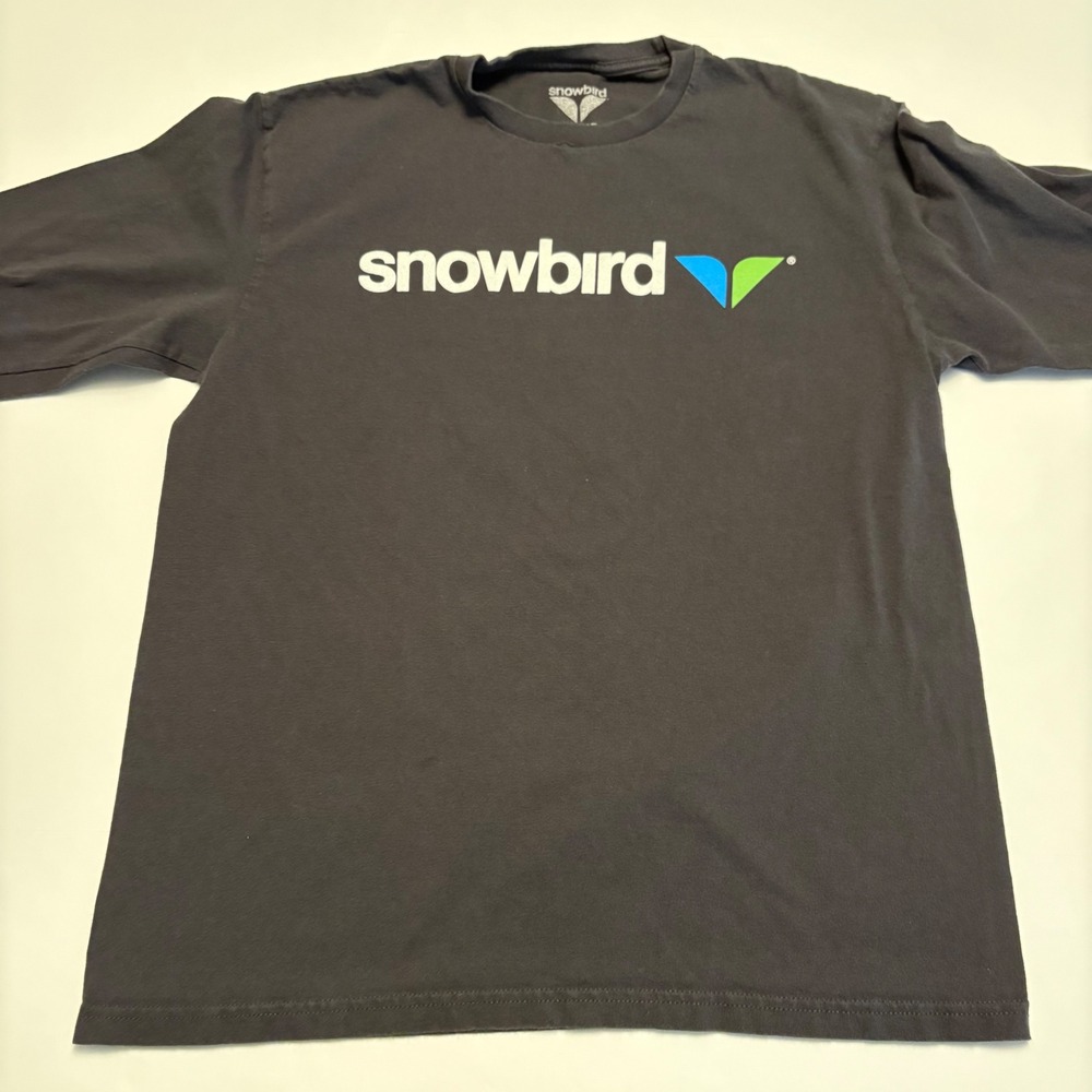 Snowbird Graphic T-Shirt Mens Large Black Long Sleeve Ski Resort Logo Tee